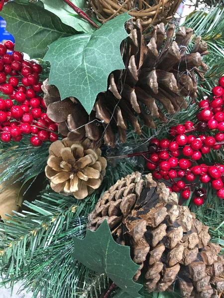 Gros Plan Plein Cadre Des Éléments Décoration Des Fêtes Noël — Photo