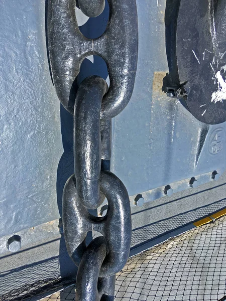 Part Heavy Anchor Chain Big Battleship Harbor — Stock Photo, Image