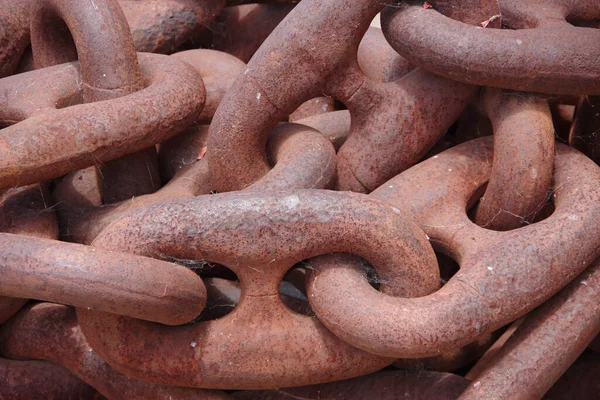 Close View Very Heavy Old Rusty Anchor Chain — Fotografia de Stock