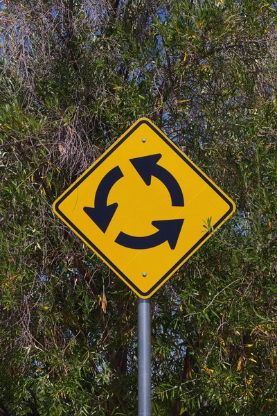 Warning Sign Roundabout Traffic Circle — Foto Stock