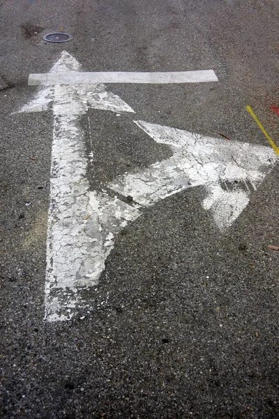 Arrows Straight Right Stop Line Asphalt — Stock Fotó