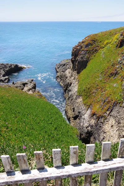カリフォルニア州ピジョンポイントの白い柵で海岸風景 — ストック写真