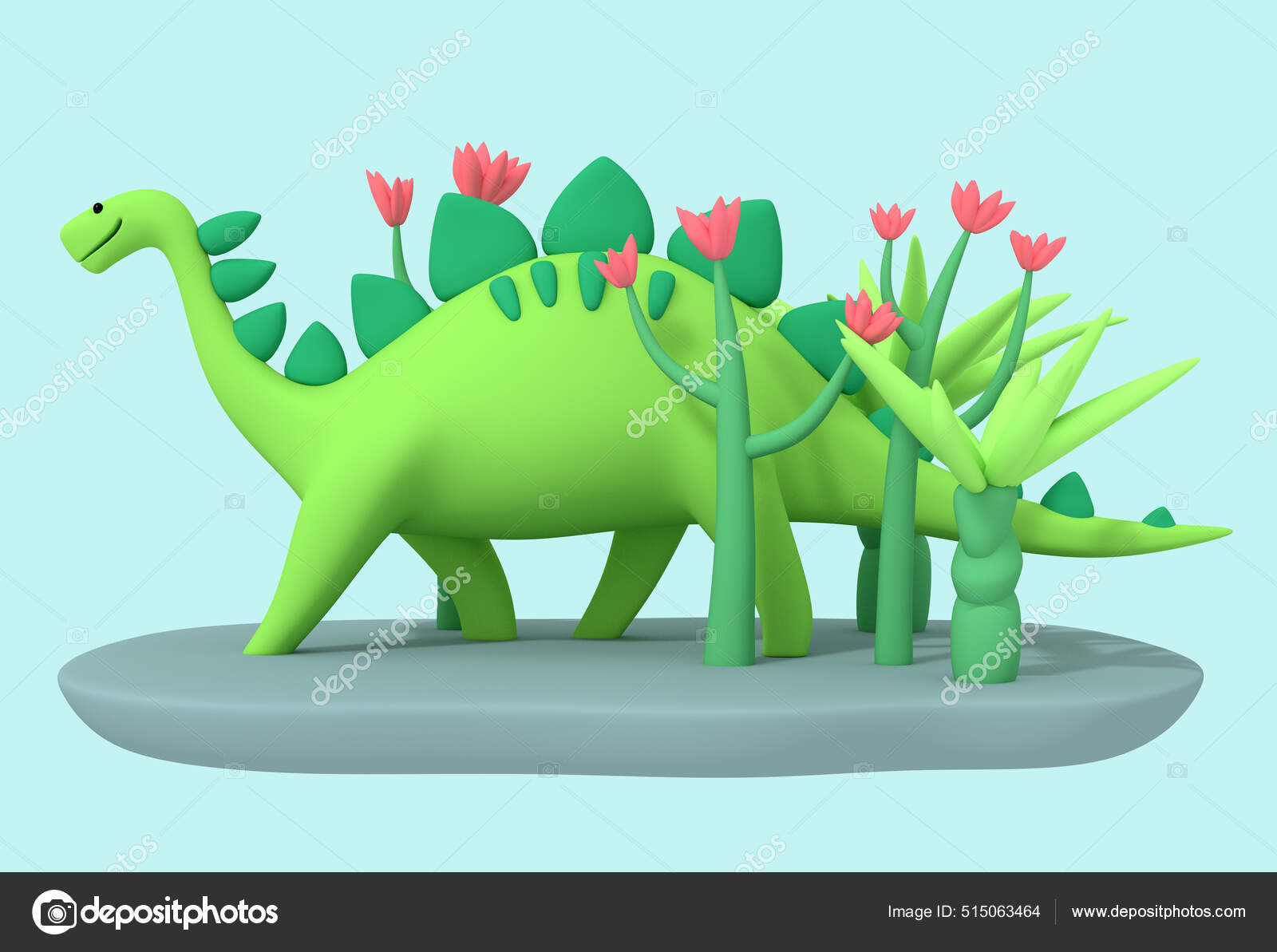 Desenhos animados bonitos do dinossauro verde ilustração royalty