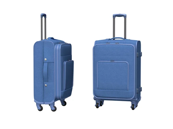 Image Blue Travel Suitcase Two Angles Isolate White Background — Photo