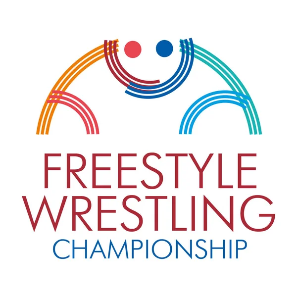 Freestyle Wrestling Championship Logo Stylish Line Graphics — 스톡 벡터