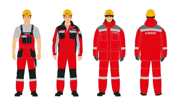 Workwear Branding Blanks Corporate Identity Workwear Options Red Gray Colors — Image vectorielle