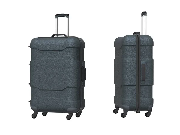 Image Gray Travel Suitcase Two Angles Isolate White Background — Photo