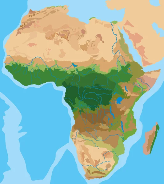 Afrika Kıtasının Coğrafi Haritası Vektör Grafikleri — Stok Vektör