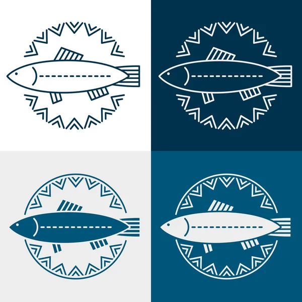 Fish Sign Stylish Design Fish Circle Northern Ethnic Stylization — Stock Vector