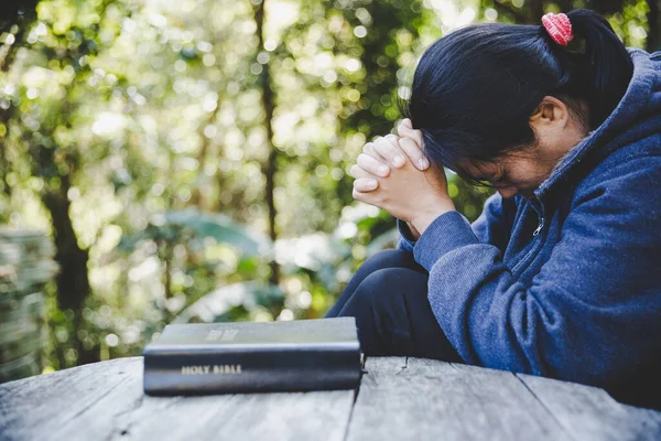 Křesťanská Životní Krize Modlitba Bohu Ženská Modlete Požehnání Boha Aby — Stock fotografie