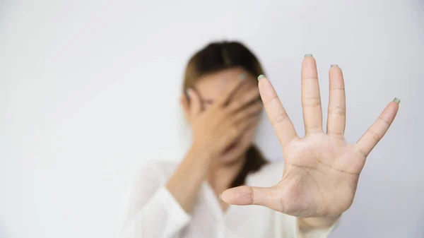 Vrouwen Tillen Handpalm Stoppen Met Geweld Seksueel Misbruik Tegen Vrouwen — Stockfoto