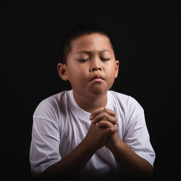 Fiú Imádkozik Istenhez Otthon Ima Világnapja Imádság Remény Hála Hála — Stock Fotó