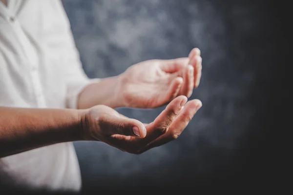 Vida Cristiana Crisis Oración Dios Mujer Reza Por Bendición Dios — Foto de Stock