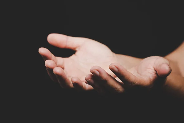 Close Asian Christian Woman Hands Person Pray Worship Thank God — Foto Stock