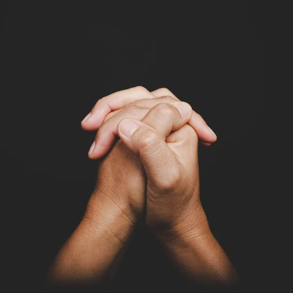 Close Asian Christian Woman Hands Person Pray Worship Thank God — Stok fotoğraf
