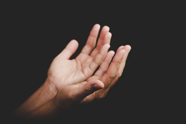 Close Asian Christian Woman Hands Person Pray Worship Thank God — Fotografia de Stock