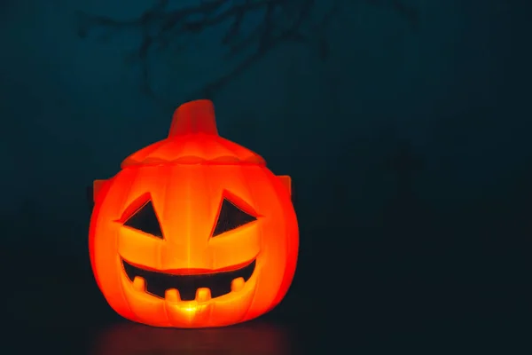Halloween Abóbora Cabeça Jack Lanterna Com Velas Acesas Abóboras Cemitério — Fotografia de Stock