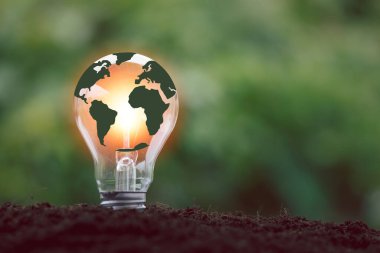 Alternatif enerji, yenilenebilir enerji, tasarruf edilen enerji, güneş ve finans lambası, finans bankacılığı büyümesi, enerji stoku yatırımı, para ve toprak üzerinde büyüyen ağaç