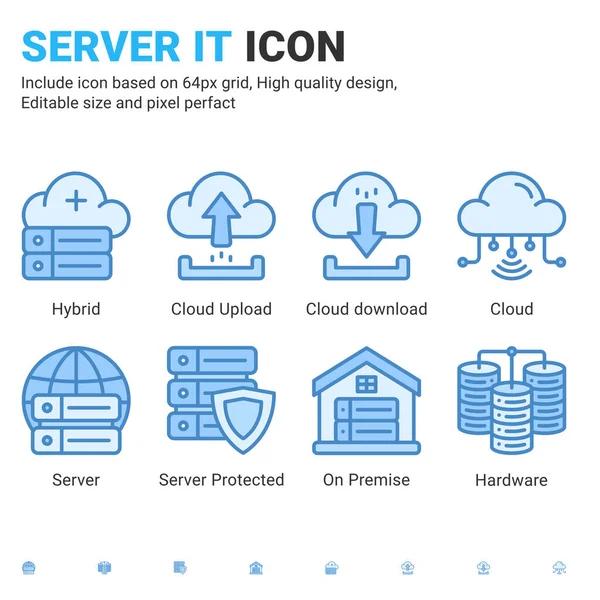Server Και Την Τεχνολογία Σύνολο Εικονίδιο Επεξεργάσιμο Μέγεθος Μπλε Στυλ — Διανυσματικό Αρχείο
