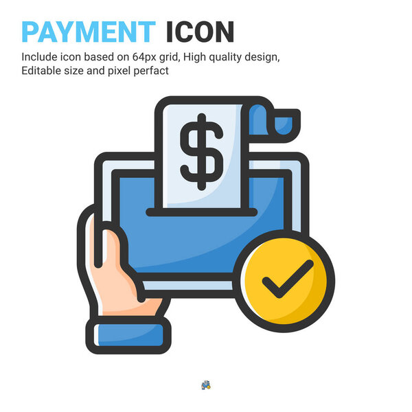 Payment icon vector with outline color style isolated on white background. Vector illustration buy sign symbol icon concept for digital business, finance, industry, company, apps, web and all project