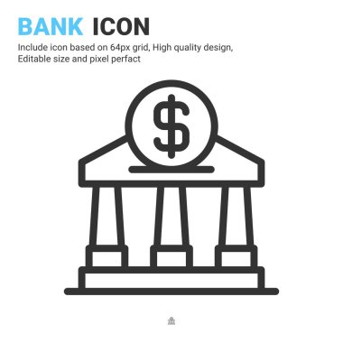 Taslak biçimli banka simgesi vektörü beyaz arkaplanda izole edildi. Dijital iş, finans, endüstri, şirket, uygulamalar, web ve tüm projeler için vektör illüstrasyon bankacılık simgesi simgesi konsepti