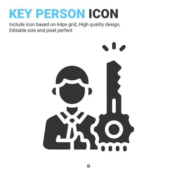 Schlüsselperson Icon Vektor Mit Glyphen Stil Isoliert Auf Weißem Hintergrund — Stockvektor