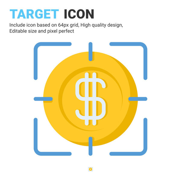 Target icon vector with flat color style isolated on white background. Vector illustration mission, goals sign symbol icon concept for business, finance, industry, company, apps, web and project