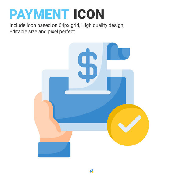 Payment icon vector with flat color style isolated on white background. Vector illustration buy sign symbol icon concept for digital business, finance, industry, company, apps, web and all project