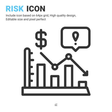 Beyaz arkaplanda izole edilmiş taslak biçimli risk simgesi vektörü. Vektör illüstrasyonu iflas simgesi dijital iş, finans, endüstri, şirket, uygulamalar ve tüm projeler için sembol kavramı