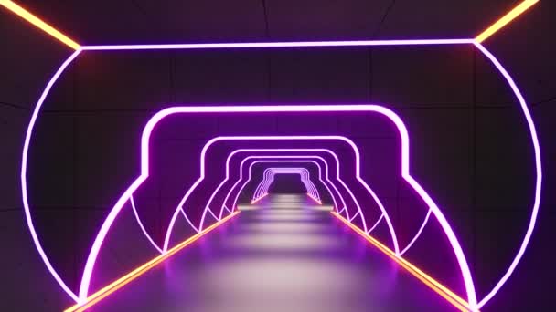 紫色霓虹灯隧道设计 4K视频3D动画 — 图库视频影像
