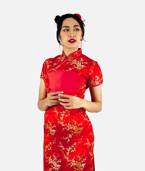 중국의 여성의 드레스를 봉투나 고립된 아시아 — 스톡 사진