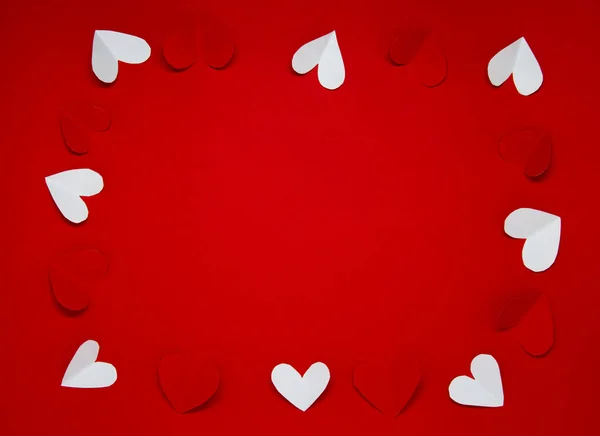 Fond Saint Valentin Avec Concept Espace Copie Cœurs Rouge Blanc — Photo