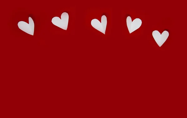 Valentine Background Copy Space Concept White Hearts Red Backgrounds — Stock Photo, Image