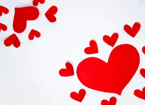 Гарні Червоні Паперові Серця Білому Тлі Валентинів День Концепція Любові — стокове фото