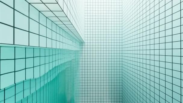 Green Indoor Swimming Pool Stairs Zoom Shot Real Time Vertical — Stock Video