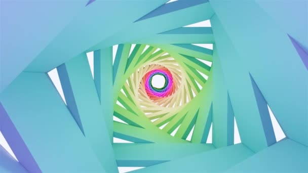 Abstrakt Animation Regnbågstunnel Vit Bakgrund Zooma Inspelad Video Ultra 3840X2160 — Stockvideo