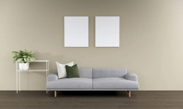 Vertical Picture Frame Mock Modern Scandinavian Living Room Interior Sofa — Stock Photo, Image