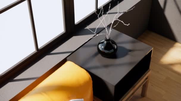 Modern Yatak Odası Tasarımı Çağdaş Oda Konsepti Yüksek Açı Görünümü — Stok video