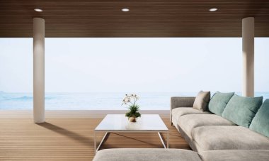 Plaj Modern Lüks Villa Oteli Ocean Sky ve Wood Terrace, 3D