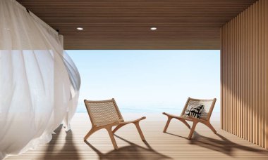 Plaj Modern Lüks Villa Oteli Ocean Sky manzaralı, 3D
