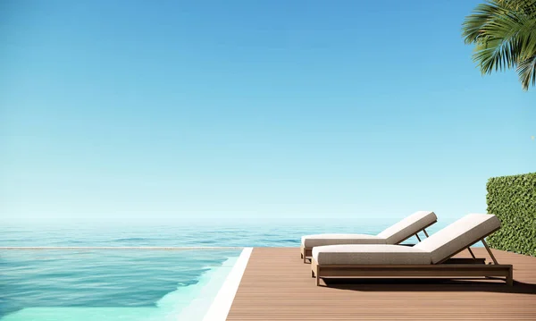 Villa Luxe Moderne Avec Piscine Vue Sur Mer Ciel Rendu — Photo