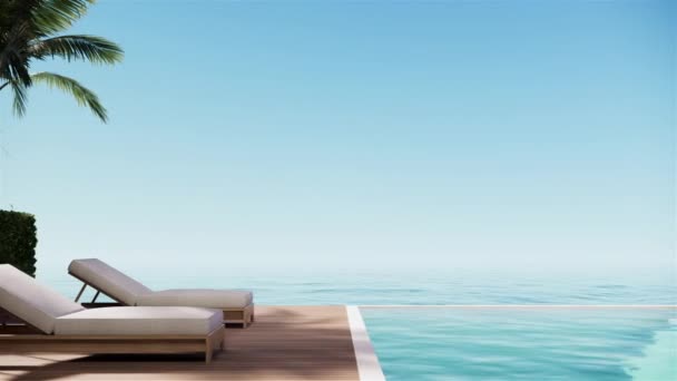 Moderní Luxusní Pláž Vila Výhledem Moře Bazén Terasa Moderním Designu — Stock video