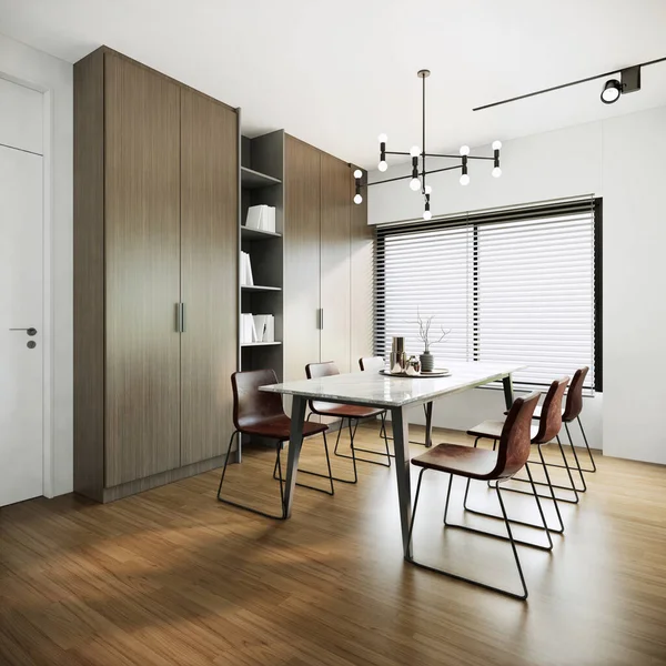 Modern Japansk Design Med Möbler Moderna Vita Lägenhet Idéer Rendering — Stockfoto