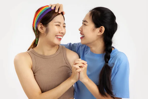 Heureux Les Jeunes Asiatique Les Femmes Dans Concept Lgbt Couple — Photo