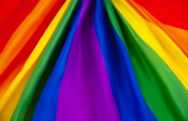 Gururlu gökkuşağı lgbt gay bayrağının üst görünümü, LGBTQ + Gurur Ay Kavramları arka planı