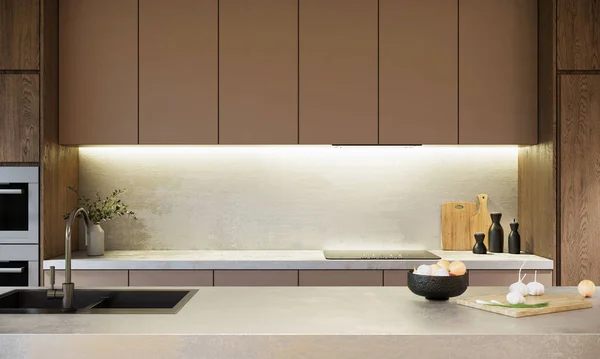 Japandi Moderno Estilo Escandinavo Apartamento Design Interiores Japão Ideias Cozinha — Fotografia de Stock