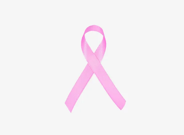 Pink Ribbon Breast Cancer Awareness Symbol Isolated White Background — 스톡 사진
