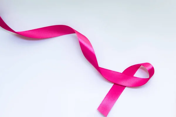 Pink Ribbon White Background Breast Cancer Concept — Fotografia de Stock