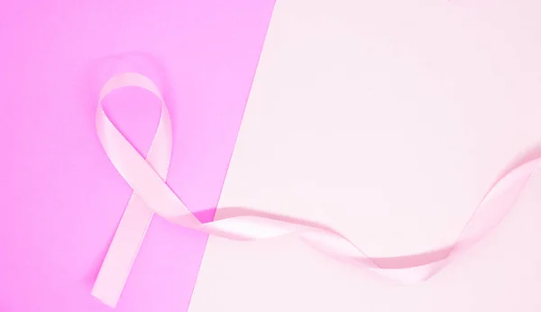 Light Pink Ribbon Breast Cancer Pink Paper Background — Fotografia de Stock