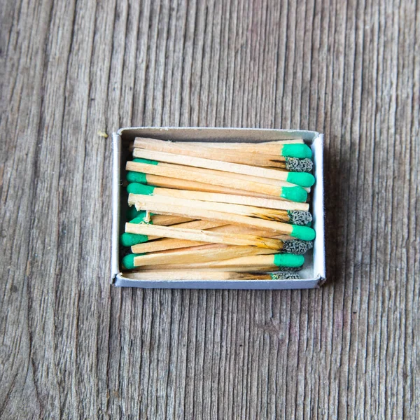 Box Matches Old Table Large Plan — Stock Photo, Image